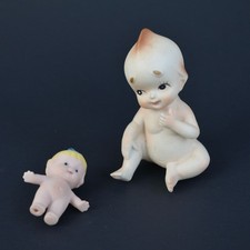 Vintage Bisque Porcelain Kewpie Doll Figurine & Brooch Pin Lot picture