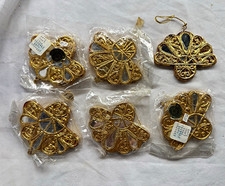 Vintage Pier 1 Gold Filigree Mirror Ornaments - Set of 6 (Made in Thailand) picture