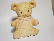 Vintage Ceramic Teddy Bear Bank Floral Bow picture