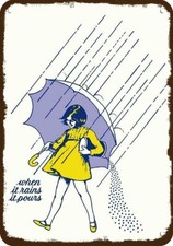 1968 MORTON'S SALT Girl Rain Umbrella Vintage-Look DECORATIVE REPLICA METAL SIGN picture