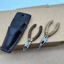 Vtg Crescent Tool Crestoloy 654-6 Long Nose Side Cutting Pliers + Sheath Fishing picture