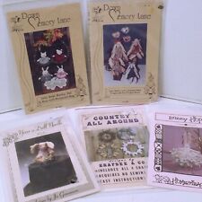Lot of 5 Artsy Crafty Sewing Patterns Floppy Ear Bunny Plush Doll Country Kitsch picture