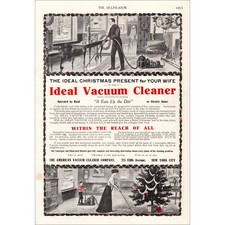 1908 Ideal Vacuum Cleaners Christmas Original Vintage Print Ad picture