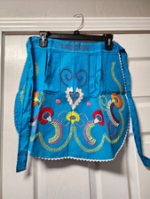 Vintage Hand Embroidered Floral Half Apron, Original, 1-Pack picture