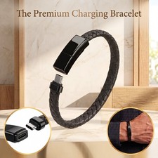 Leather Bracelet USB Charging Cable Braided Wristband Phone Charger Men Women picture