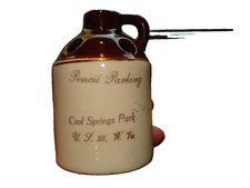 Vintage Miniature Pottery Advertising Jug Pencil Parking Cool Springs Park WVa. picture