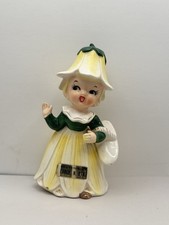 Vintage Japan Anthropomorphic Flower Girl Figurine Daffodil Souvenir MCM 5in picture