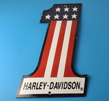 Vintage Harley Davidson Motorcycles Sign - Large USA American Flag Gas Pump Sign picture