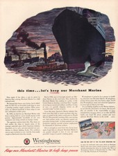 1944 Westinghouse: Merchant Marine Vintage Print Ad picture