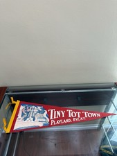 Vintage Playland Rye NY Felt Pennant Tiny Tot Town Map Amusement Park 1960s picture