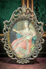 Vintage Ornate Italian Brass Framed Wall Art 5.5”x3.5” picture