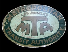 RARE Vintage Los Angeles MTA RTD Double Sided Transit Sign 36” Original picture
