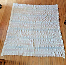 Vintage Faribo Wool Acrylic Blend Waffle Weave Blanket Striped Ivory 74x81