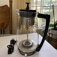 Vintage Star Burst Sunbeam Glass Electric Percolator Coffee Pot 12 Cup *NICE* picture