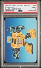 1985 Hasbro Transformers # 28 Bumblebee Autobot Blue Background PSA MINT 9 picture