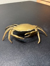 Vintage Mid Century Brass Crab Ashtray Trinket Box picture