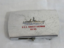 USS Forrest Sherman DD931 Destroyer BR. Web Belt Buckle Navy Military 1955-1982 picture