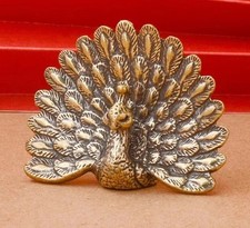Brass Peacock Bird Animal Figurine Miniature Statue Table Home Decoration Toy picture