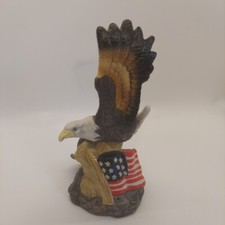 Vintage 80s Glenvale Gallery Bald Eagle American USA Flag Porcelain Sculpture  picture