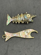 HTF Vtg Small Abalone Fish PENDANTS- Articulated + Fixed Bottle Openers App 3