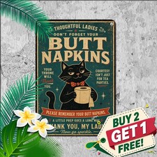 Funny Bathroom Napkins Humor Metal Sign Restroom Decor Novelty Tin Plaque picture