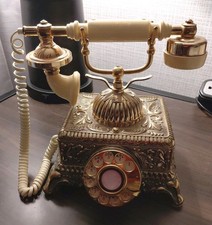 Vintage BAROQUE MONARCH Rotary Phone Ornate Cameo Dial Victorian Onyx phone  picture