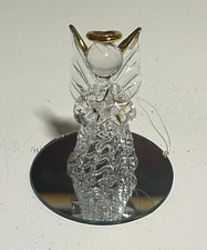 Spun Glass Angel Figurine 24-Karat Gold Plated Clear/Gold Christmas w/ Box picture