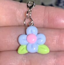 Blue Flower Charm Zipper Pull & Keychain Add On Clip picture