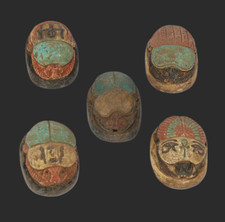 UNIQUE 5 PHARAONIC ANCIENT EGYPTIAN SCARABS Carved Tomb Amulets (BK) picture