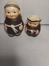 Vintage Goebel Friar Tuck Sugar Bowl and Creamer West Germany Monk Coffee picture