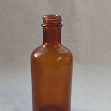 Brown Amber Glass Medicine Bottle, Unlabeled picture