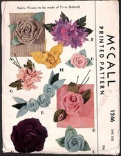 Vintage 1940s Fabric Flowers Sewing Pattern Instructions 1246 One Size UC FF picture