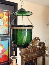 Antique Austrian R.Ditmar Wien Green Colonial Bell Jar Lantern Pendent Light picture