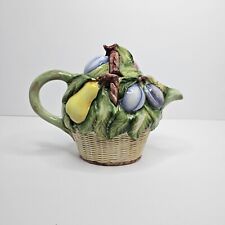 Fruit Basket Teapot From Italy Great Addition To Your CottageCore Kitchen picture