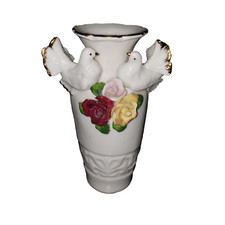 Vtg Hermitage Pottery 1999 Designed in USA 2 Doves Flower Vase picture