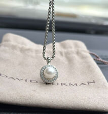 David Yurman Pearl Necklace & Diamond Sterling Sterling Petite Chain 20 Inches picture