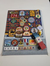 Vintage Boy Scouts Cub Scouts Patch & Pin Collection w/ Pinewood Derby Car... picture
