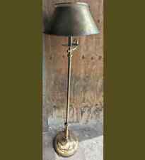 Mid-Century Brass Tole Shade Floor Lamp With Horn, corrosion on base, no finial picture