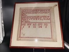 Antique Cross Stitch Circa 1800 Alphabet Dutch Sampler Framed Amsterdam Red picture