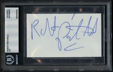 Robert Pastorelli d2004 signed autograph 2x3.5 cut Murphy Brown BAS Slabbed picture