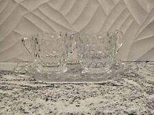 Vintage Fostoria American Clear Glass 3 Piece Sugar Creamer and Tray Set picture
