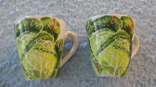 Vietri Italy 2 Italian Foglia Green Leaf Large Coffee Tea Mug $48 Each NWT picture