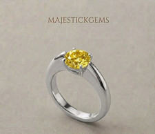 2 Ct Round Cut Lab Grown Yellow Diamond Ring 925 Sterling Silver VVS1 picture