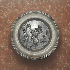 Antique Silver Pewter Plate Spain 3D Don Quixote Shakespeare Rare Collectible picture