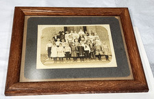 Antique 1900s School Class Photo Print Matched Modern 11.5x9.5 Oak Style Frame picture