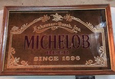 vintage Michelob Since 1896 Framed Bar Mirror Advertising Sign Breweriana picture