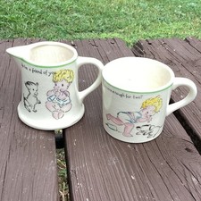 Royal Trico Vintage Creamer and Mug Set Cream Green MCM Japan picture
