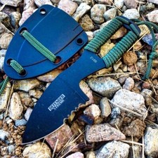 DEFENDER OD GREEN Fixed Blade Outdoor Survival BOOT KNIFE & ABS Necklace Sheath picture