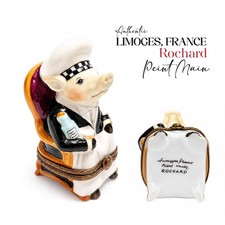 Authentic Limoges France Rochard Chef Pig Trinket Box Bistrot Paris Gourmand picture