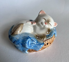 Vtg Avon Kitty Cat Napper 1983 Ceramic Pomander Fragrance Holder Made in Japan picture